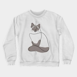 Persian Cat - Simple Minimalist Line Art Design Crewneck Sweatshirt